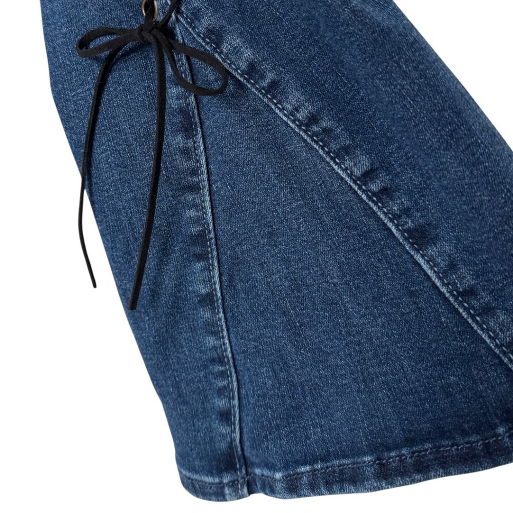 HOLLISTER LOW-RISE VINTAGE LACE UP FLARE SOFT STRETCH GRANOLA BOHO HIPPIE W24x30 - Picture 3 of 9